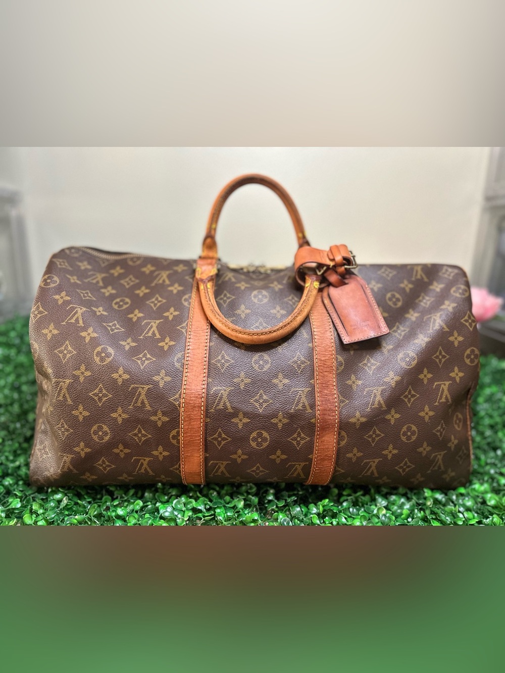 Louis Vuitton Keepall 50 Bandoulière Monogram Duffle w/ Luggage Tag Full Set